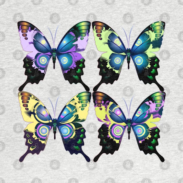 Exquisite Colorful Morpho Butterflies in Graphic Design by Nisuris Art